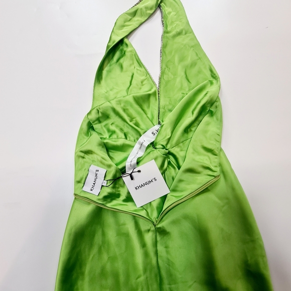 Khanums X Revolve Halter Gown With Slit in Pear Green - Picture 11 of 16